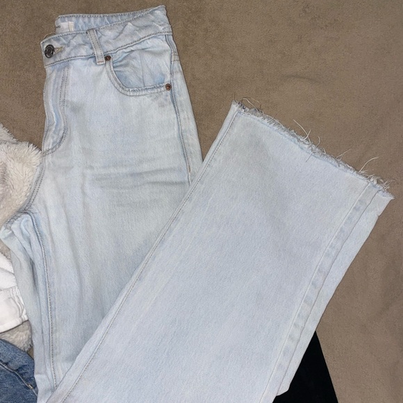 Garage wide leg light blue denim jeans mid rise - Picture 3 of 6